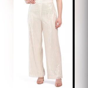 House of Harlow 1960 Cream Sequin Wide-Leg Pantssz 6